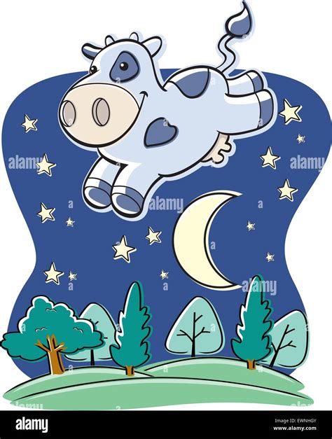 A happy cartoon cow jumping over the moon Stock Vector Image & Art - Alamy