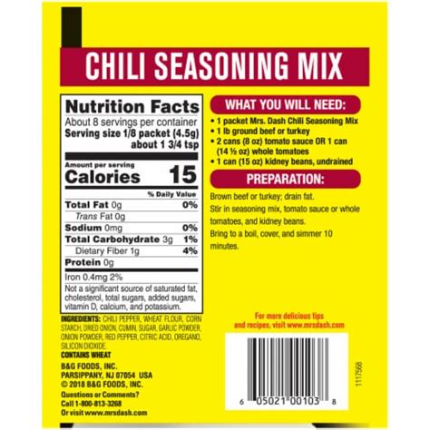 Mrs. Dash Chili Seasoning Mix, 1.25 oz - Food 4 Less