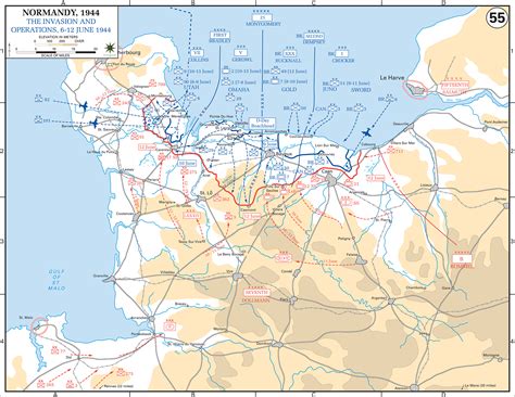 Map of the Normandy Invasion June 6-12, 1944