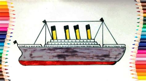 How To Draw Titanic Ship | Easy Step By Step Titanic Ship Drawing Video ...