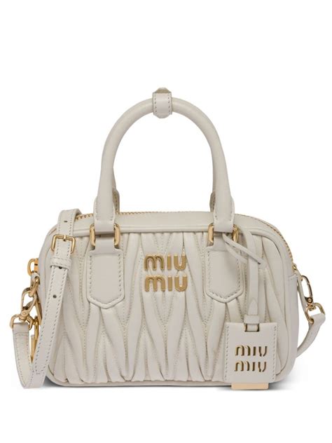 Miu Miu logo-plaque Matelassé Leather Mini Bag | White | FARFETCH HK