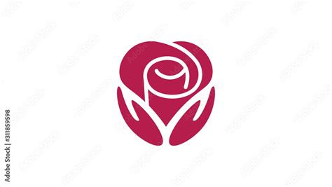 Red Vector Rose Flower Emblem. Simple Rose Logo Template, Clean and ...