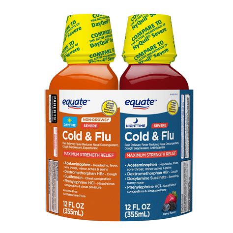 Equate Daytime and Nighttime Cold and Flu Relief Liquid Combo Pack, 12 ...