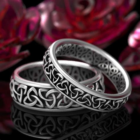 Celtic Wedding Ring Set His & Hers Matching Rings Sterling - Etsy UK