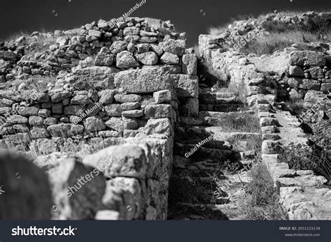 Archaeological Site Ancient Thera Santorini Stock Photo 2051115134 ...