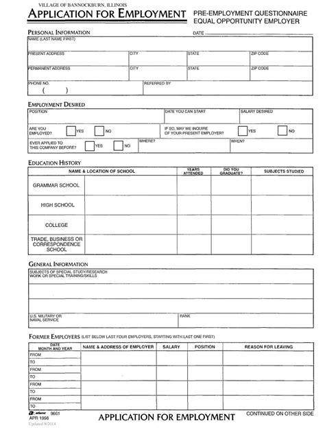 Official Employment Application Printable Form - Printable Forms Free ...