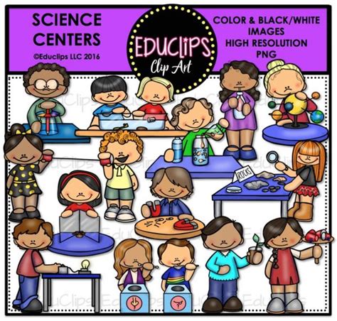 Science Centers Clip Art Bundle (Color and B&W) - Edu Clips