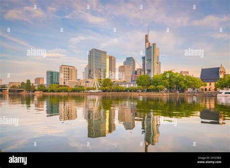 View of Frankfurt city skyline in Germany with blue sky Stock Photo - Alamy