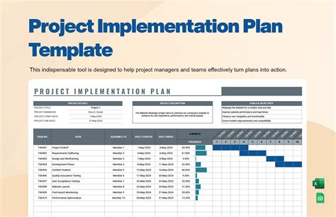 Project Implementation Plan Template in Excel, Google Sheets - Download ...