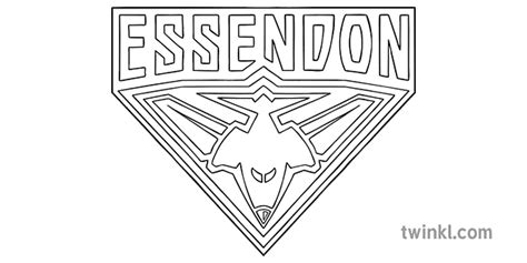 Essendon Bombers Team Logo Black and White Illustration - Twinkl