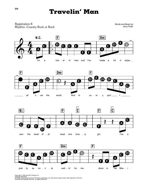 Travelin' Man by Ricky Nelson Sheet Music for E-Z Play Today at Sheet ...