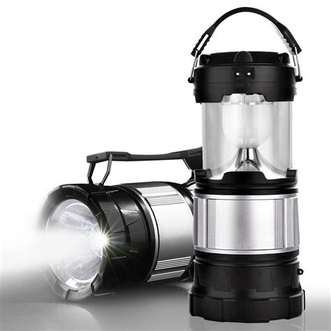 2-in-1 Solar Lantern Rechargeable Flashlight Collapsible LED Lantern ...