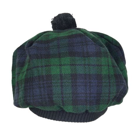 Scottish Tam O' Shanter Hat Tartan/Tammy HAT Kilt Cap One Size Black Watch