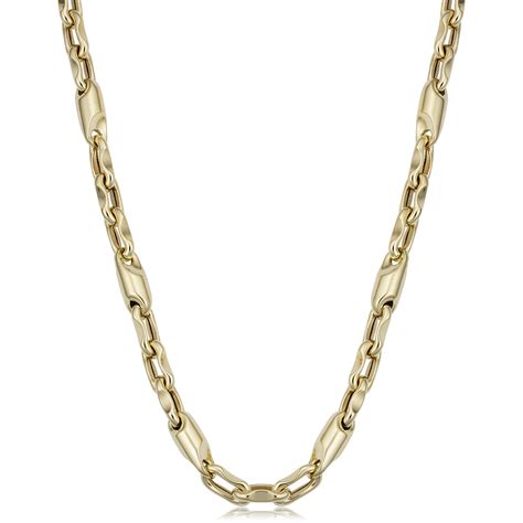 Solid 14K Gold Fancy Bullet Link Necklace // 6mm (22") - Novell Group ...