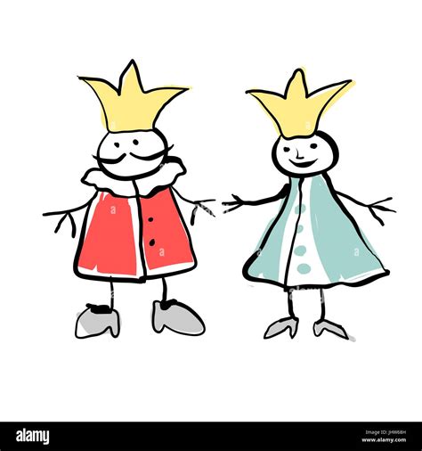 King and queen. Hand drawn cute illustration Stock Vector Image & Art ...