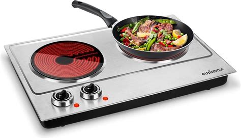 Cusimax Electric Stove, Electric Cooktop, Double Hot Plate Portable ...