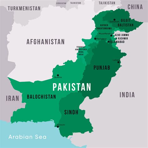 Pakistan Country and Capital City Full Map 23167282 Vector Art at Vecteezy