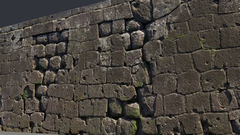 3D Scanned Mossy Cobblestone Wall - 9x4.5 meters