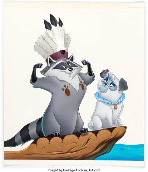 Pocahontas Meeko and Percy Colored Production Art (Walt Disney, | Lot ...