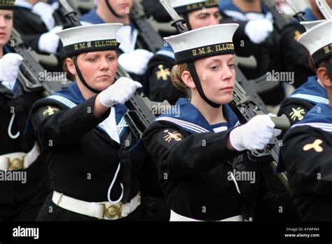 Female Sailors of the Royal Navy HMS Illustrious strike carrier at the ...