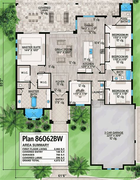 One Story House Plan With Open Floor Plan - 86062BW | Architectural ...