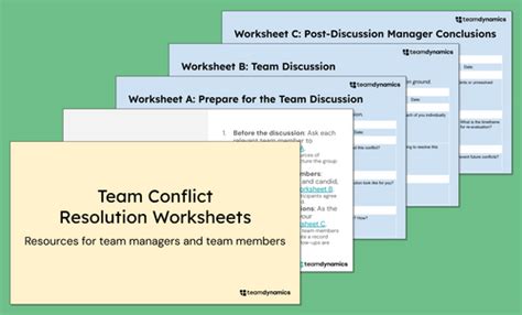 Team Conflict Resolution Worksheet Templates | Free Team Building Template