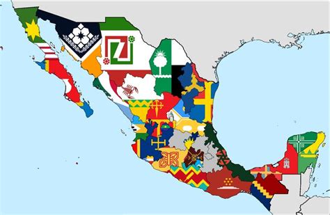 Flag map of Mexican states (Mexico) | Maçonaria, Grande oriente do ...