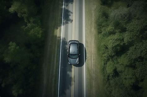 Premium AI Image | Aerial view of a car on the road