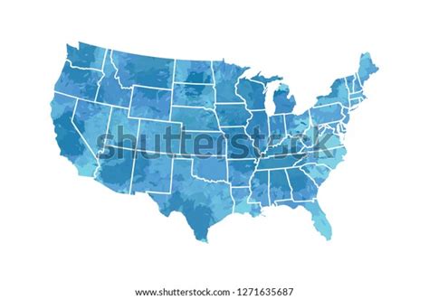 Watercolor Usa Map Vector Blue Painting Stock Vector (Royalty Free ...