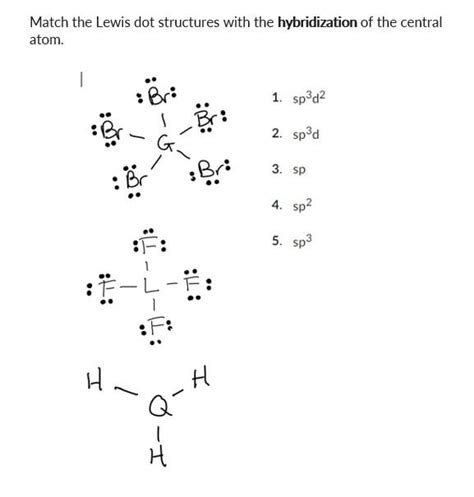 Solved Match the Lewis dot structures with the hybridization | Chegg.com