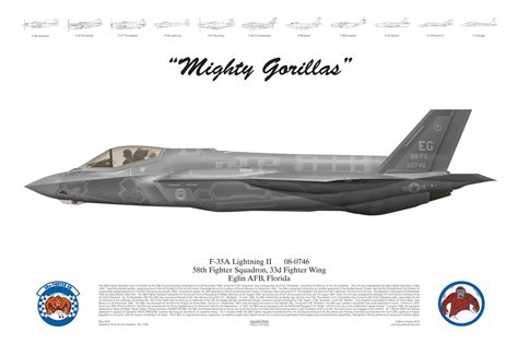 Aviation Art Profile USAF F-35A Lightning II 58th FS Eglin | Post WW II ...