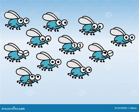 Swarm Of Flies In Funny Flight Stock Vector - Image: 22183941