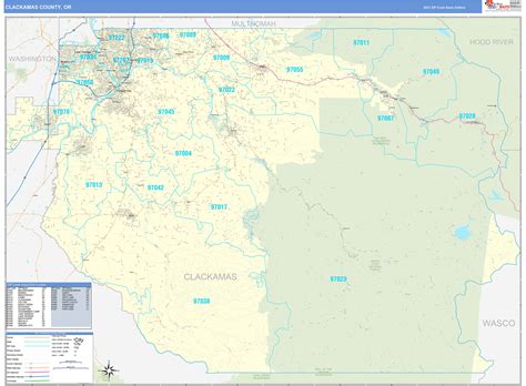 Clackamas County, OR Zip Code Wall Map Basic Style by MarketMAPS - MapSales