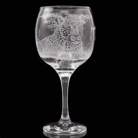 Set of two engraved wine glasses