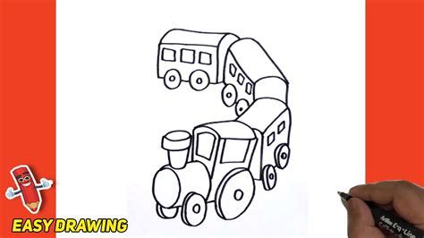 How To Draw A Toy Train Easy | Step By Step Toy Train Line Drawings ...