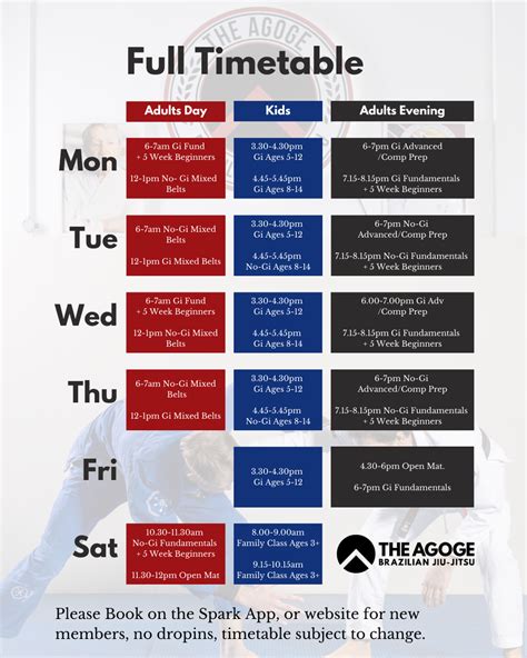 Timetable — The Agoge BJJ