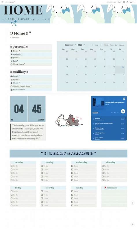 home ¡! ꒰notion page template!꒱ | Notions, Templates, Personal calendar