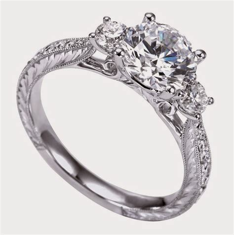 Antique Style Three Stone Diamond Engagement Ring Settings