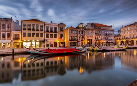 Picture Portugal Aveiro Canal Boats Cities Building 1920x1200