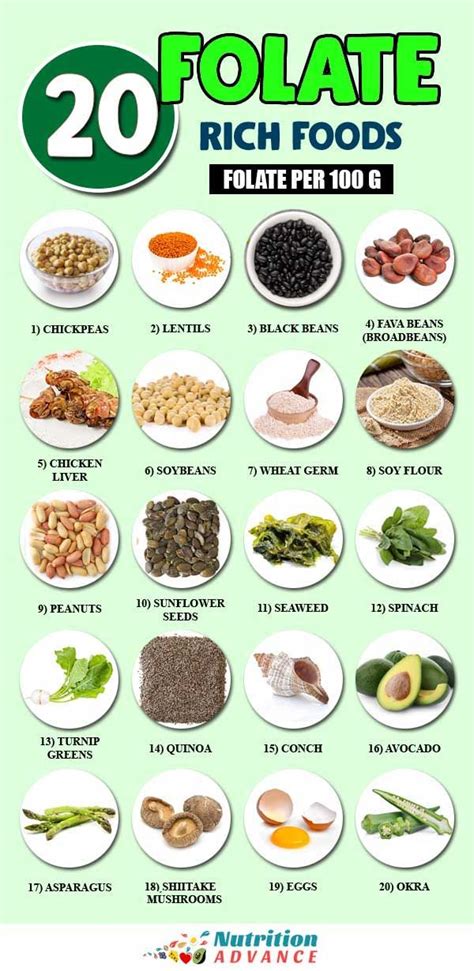 Folate Rich Foods Chart