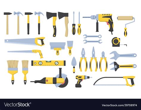 Set of construction tools Royalty Free Vector Image