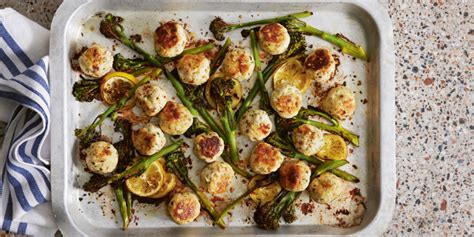 Baked Chicken and Ricotta Meatballs with Broccolini Recipe