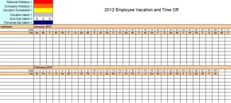 Excel Employee Vacation Tracker Google Sheets For Attendance Sheet ...