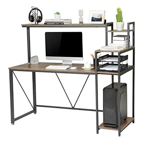 Sedeta Computer Desk with Hutch and Storage Shelves, 59" Large PC Desk ...