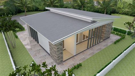 House Plans 12x11 with 3 Bedrooms Shed Roof - House Plans 3D