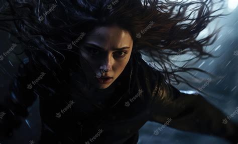 Premium AI Image | Frightened girl on dark background