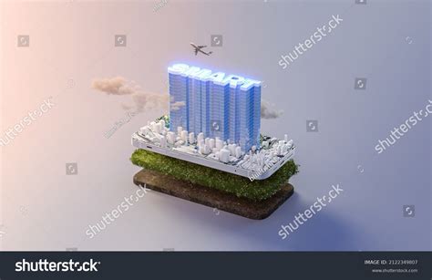 Glowing Smart Building Technology Future City Stock Illustration ...