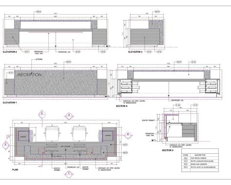 JOINERY WORK MAIN ENTRANCE RECEPTION DESK PLAN-SECTIONS AND STANDARD ...