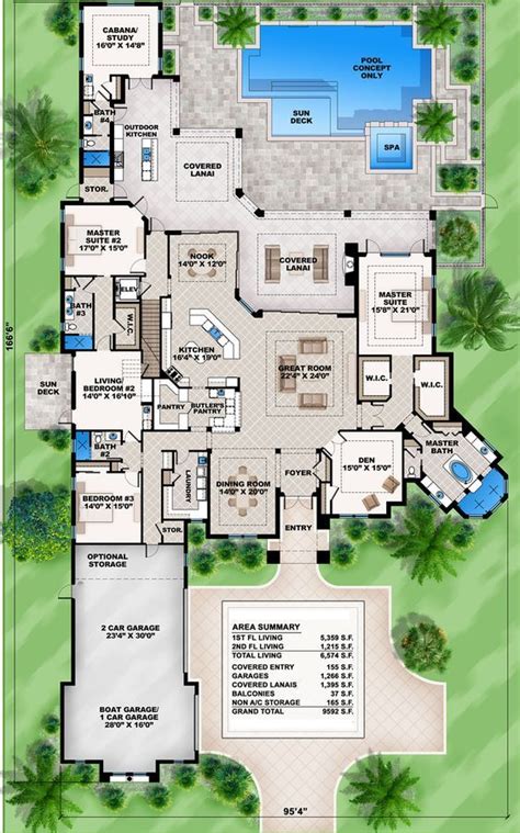 Plan 86021BW: Mediterranean Dream Home Plan with 2 Master Suites ...