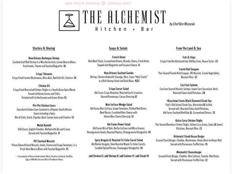 Online Menu of The Alchemist Kitchen + Bar Restaurant, Peachtree City ...